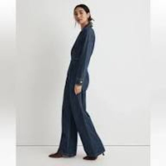 Madewell Denim Tailored Jumpsuit in Norvell Wash Size 10 - Picture 2 of 10